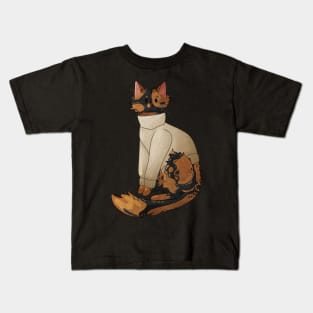 Tortie Cat in Knitted Sweater Kids T-Shirt